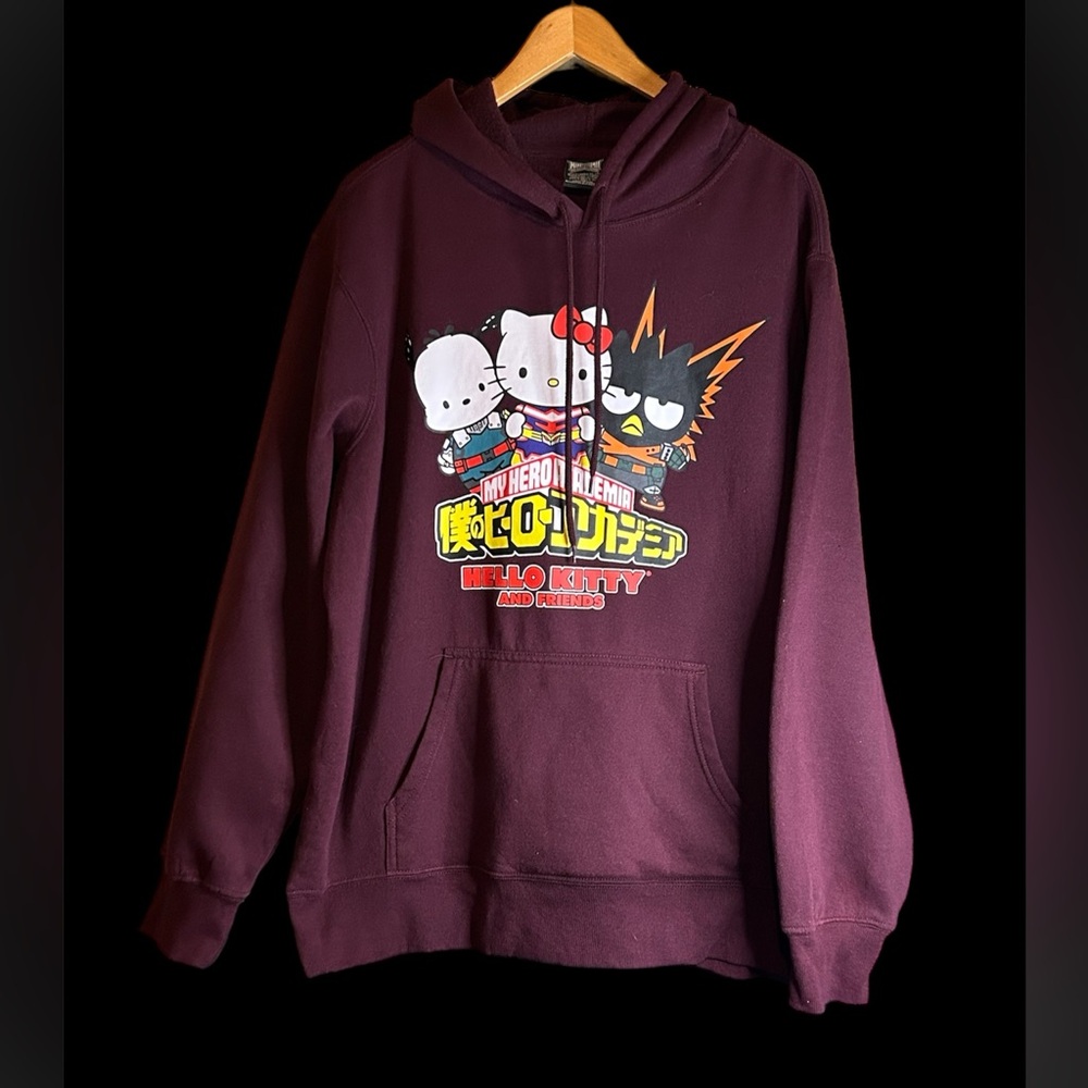 Maroon Hoodie Size XL My Hero Academia Hello Kitty and Friends